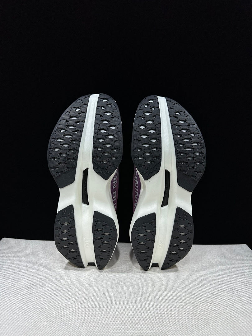 On Cloudboom Max White Purple Running Sneakers