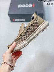 ECCO Slip-On Mesh Sneakers Olive Tan 2607 JWD847A17