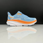 HOKA Clifton 9 Blue and Orange Running Shoes