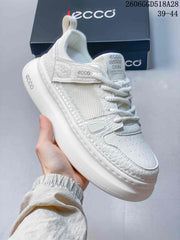 ECCO White Mesh Panel Platform Sneakers 518A28