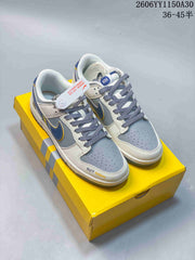 Nike SB Dunk Low x Louis Vuitton-Style Sneakers, Gray and White