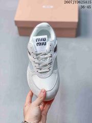 Miu Miu Gymnasium Low-Top Sneakers in White and Burgundy