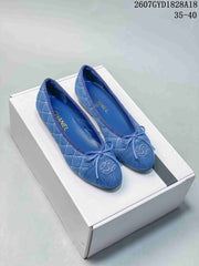 Chanel 26P Washed Denim Ballet Flats Black and Blue