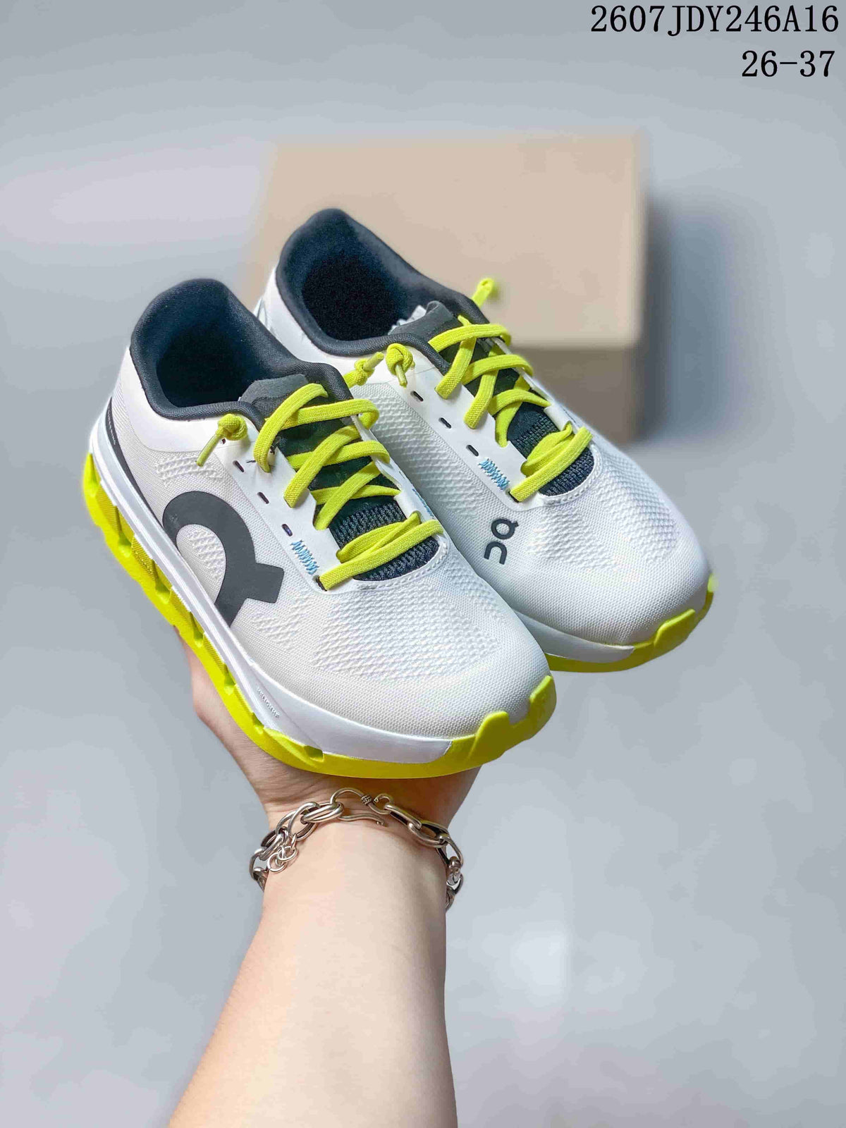 On Cloudstratus 3 Kids' Running Shoes White and Lime