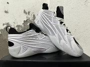 White and Black Sculpted High-Top Sneakers