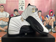 Jordan 12 Taxi White and Black Sneakers