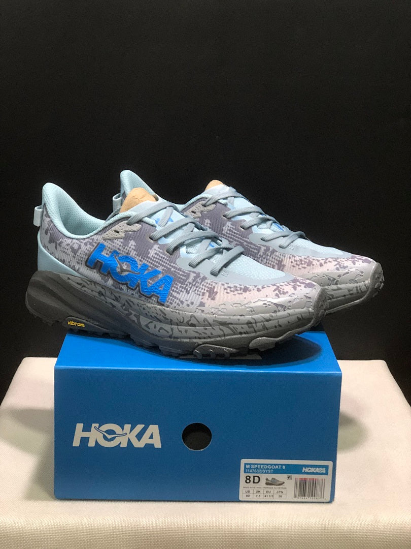 HOKA Speedgoat 6 Trail Running Shoes, Gray Blue