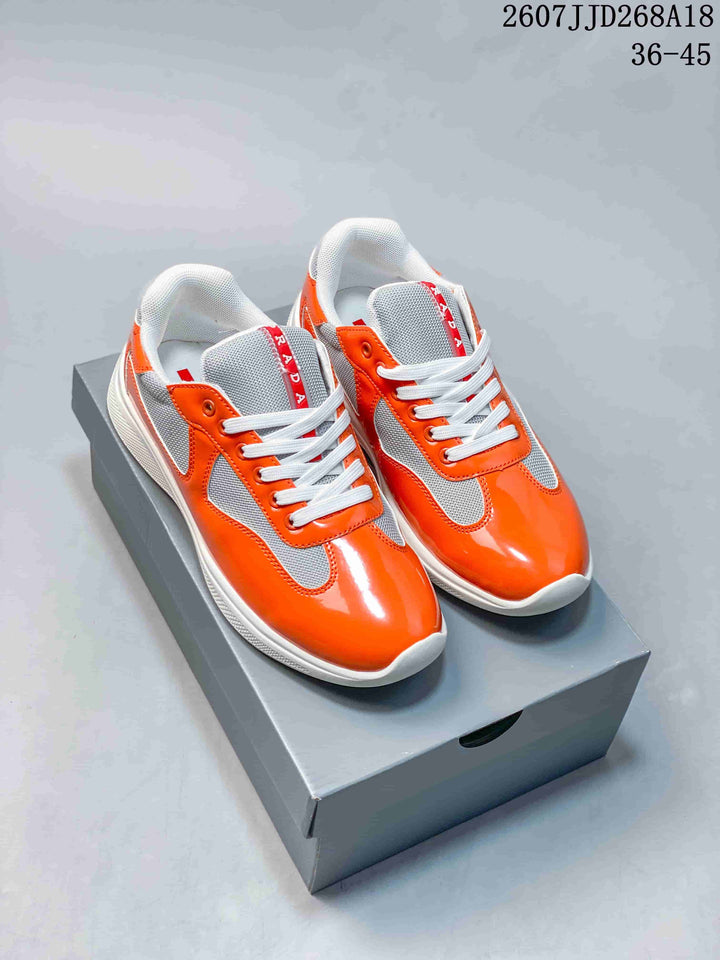 Prada America's Cup Orange Low-Top Lace-Up Sneakers