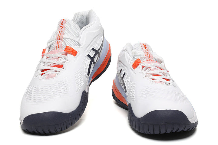ASICS White and Orange Court Sneakers