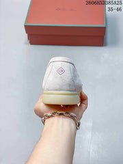 Loro Piana Lock Detail Loafers in Light Beige