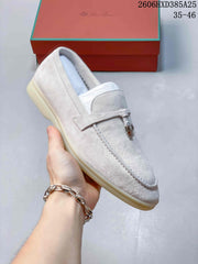 Loro Piana Lock Detail Loafers in Light Beige