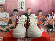 Nike Air More Uptempo Sneakers in White and Brown