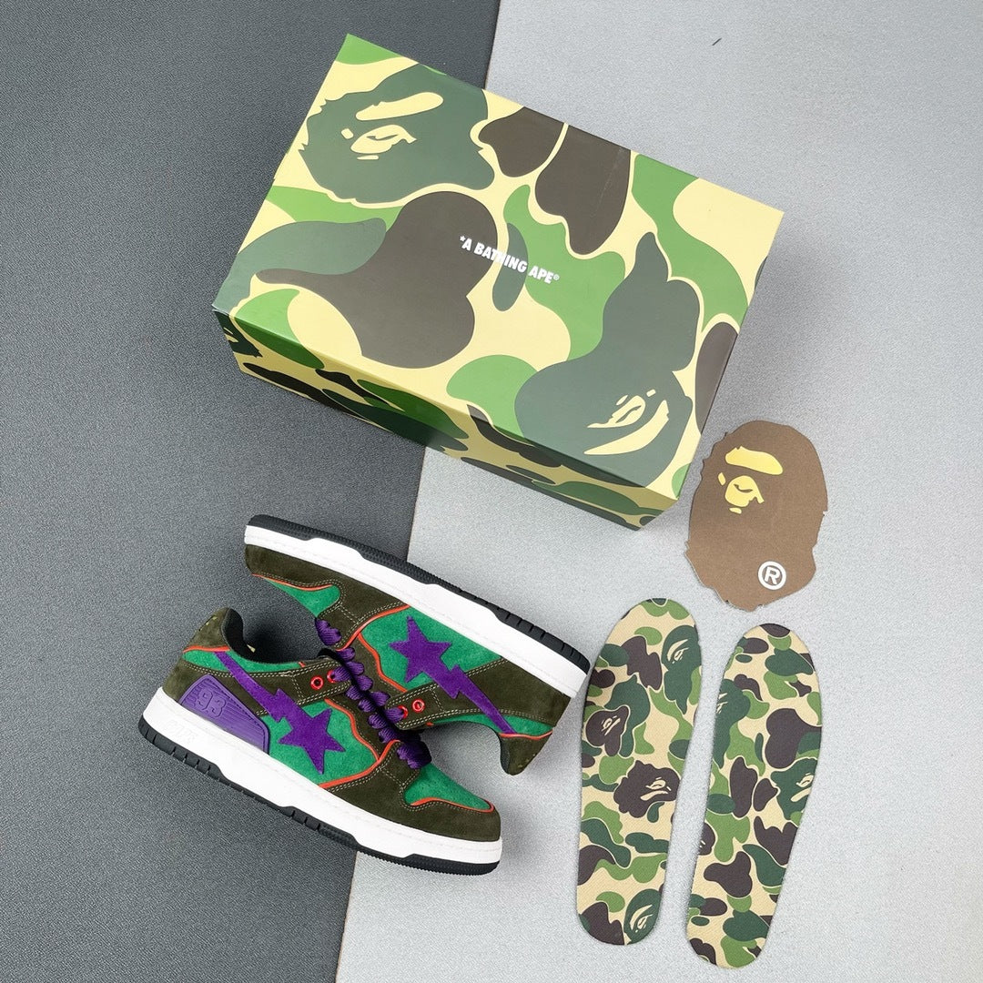 BAPE SK8 Sta Sneakers Green and Purple