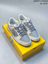 Nike SB Dunk Low x Louis Vuitton-Style Sneakers, Gray and White