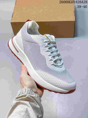 Loro Piana Week End Walk Sneakers, White and Dusty Rose
