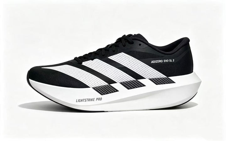 Adizero Evo SL 2 Running Shoes, Black and White