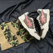 BAPE Sk8 Sta Low-Top Sneakers in White, Taupe and Pink