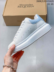 Alexander McQueen White Platform Sneakers with Blue Heel Tab