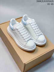 Alexander McQueen White Platform Sneakers with Blue Heel Tab