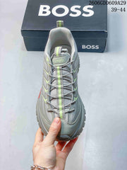 BOSS Grey and Lime Trail-Style Sneakers 06GDD609A29