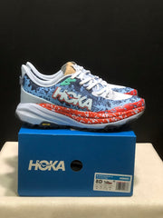 HOKA Speedgoat 6 Trail Running Shoes, Blue and Orange