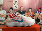 Nike White and Pink Rose Print Basketball Shoes