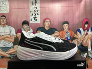 PUMA Basketball Shoes, White, Black and Red