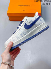 Nike Air Force 1 '07 Low White Blue Monogram Sneakers