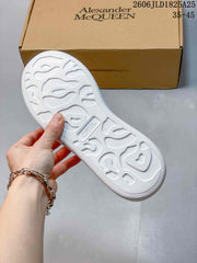 Alexander McQueen White Platform Sneakers with Blue Heel Tab