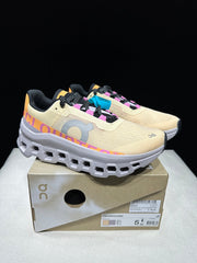 On Cloudmonster Running Shoes, Pale Yellow and Orange