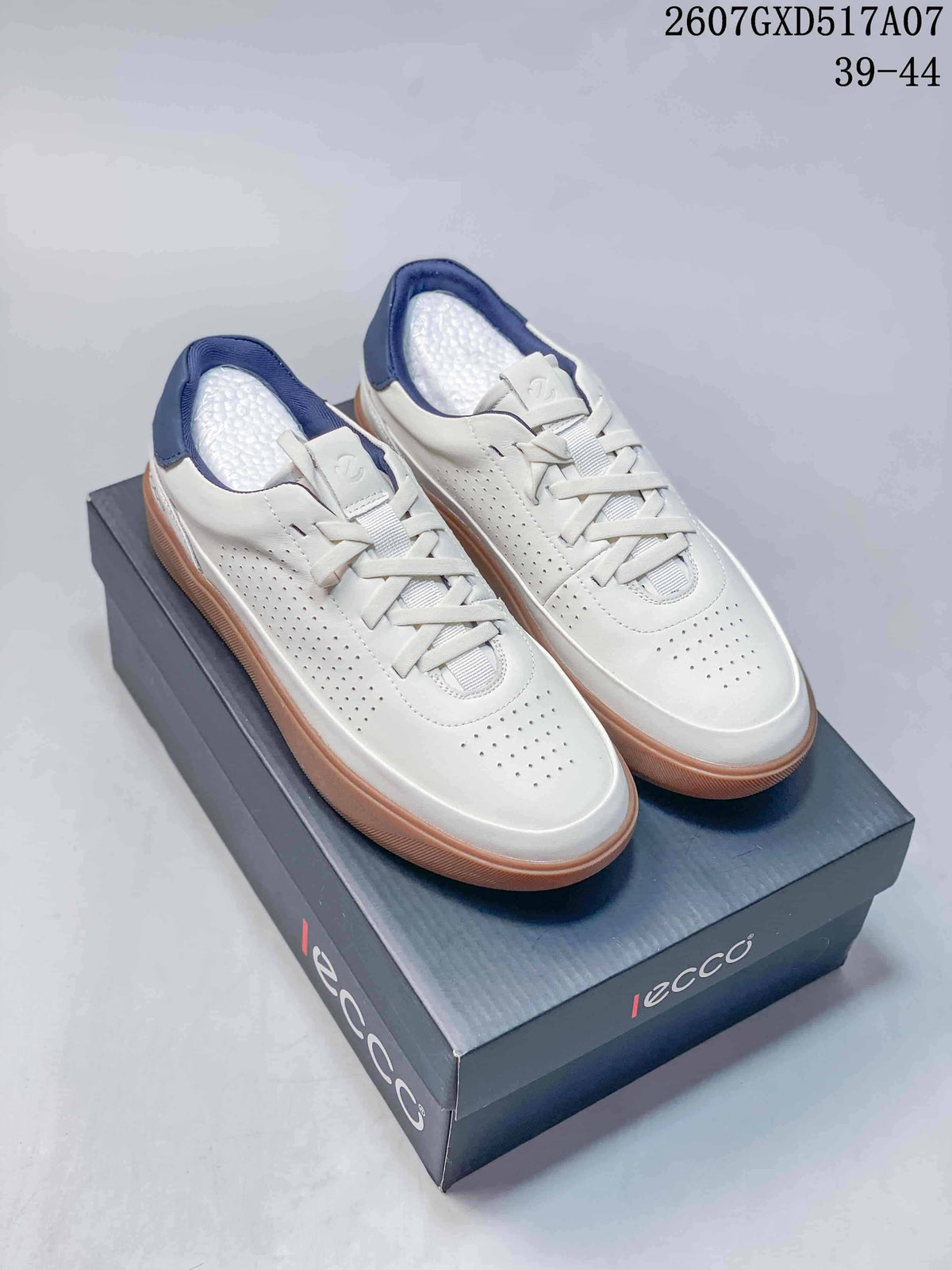 ECCO Men's White Leather Sneakers with Gum Sole 2607GXD517A07