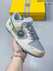 Nike SB Dunk Low x Louis Vuitton-Style Sneakers, Gray and White