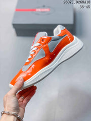 Prada America's Cup Orange Low-Top Lace-Up Sneakers