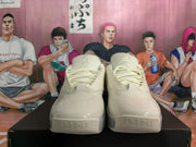 Beige Basketball Sneakers with Gray Accents