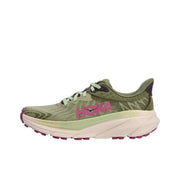 HOKA Trail Running Shoes in Olive Green and Pink