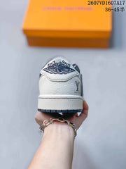 Jordan 1 Low White Navy Monogram Sneakers