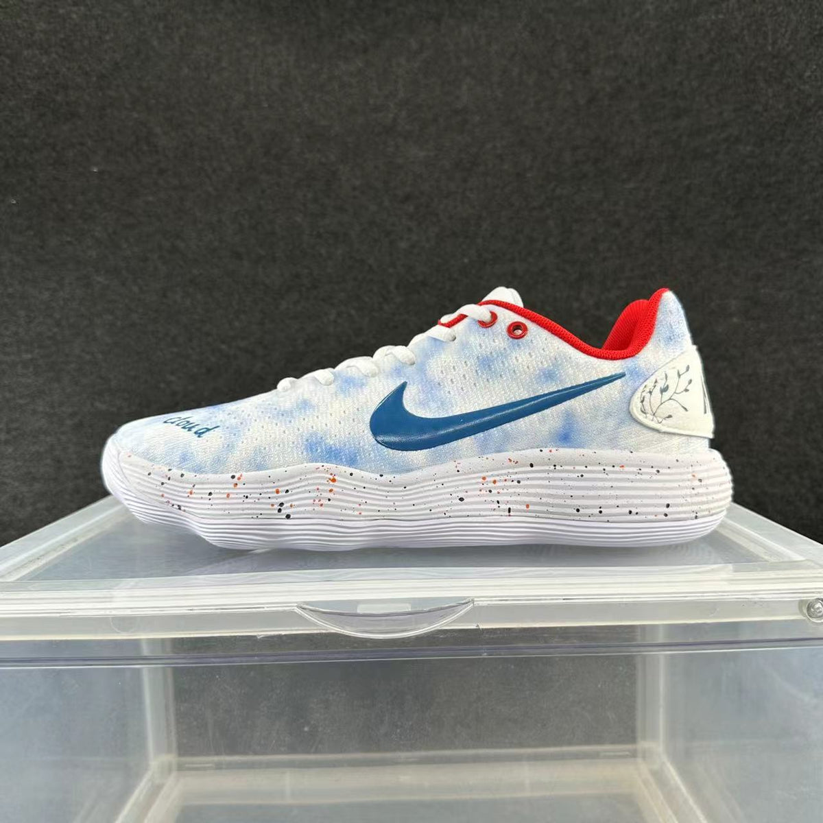Nike White and Blue Lunar Basketball Shoes