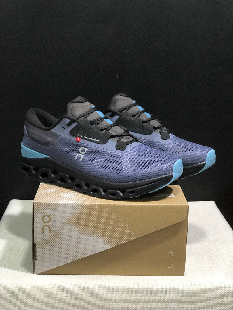 On Cloudstratus 3 Running Shoes, Black and Blue