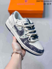 Nike SB Dunk Low White and Navy Low-Top Sneakers