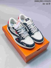 Jordan 1 Low Style Sneakers Navy White Red 2606JDD1155A25
