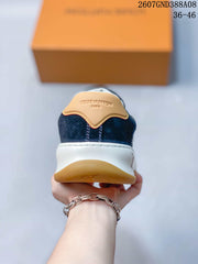 Louis Vuitton Tilted Low-Top Sneakers Navy White Tan