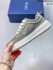Dior Casual Lace-Up Sneakers in Gray Green