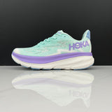 HOKA Clifton 9 Running Shoes, Mint Green and Purple