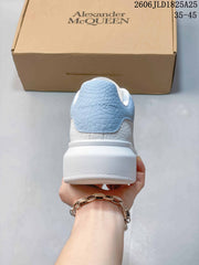 Alexander McQueen White Platform Sneakers with Blue Heel Tab