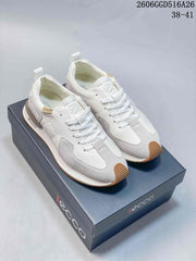 ECCO Men’s White and Gray Lace-Up Sneakers