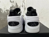 White and Black Sculpted High-Top Sneakers