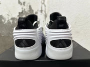 White and Black Sculpted High-Top Sneakers