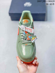 Nike Air Force 1 '07 Low Green Orange Sneakers