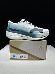 On Cloudboom Max Running Shoes in White and Lake Blue