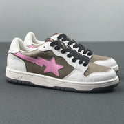 BAPE Sk8 Sta Low-Top Sneakers in White, Taupe and Pink